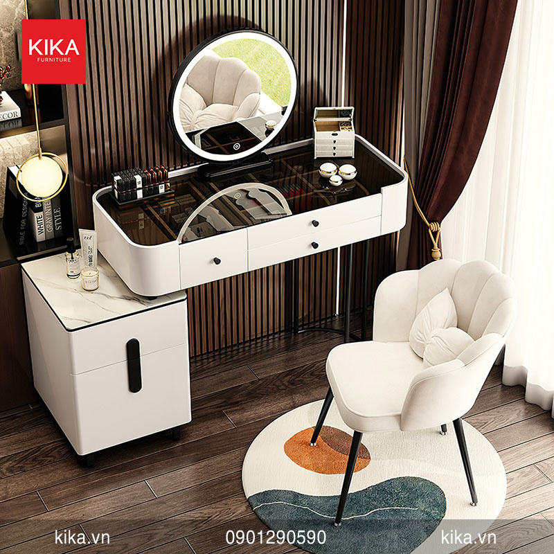 Bàn trang điểm hiện đại mặt kính chống xước - BD04 20 ban trang diem hien dai mat kinh chong xuoc bd04 3