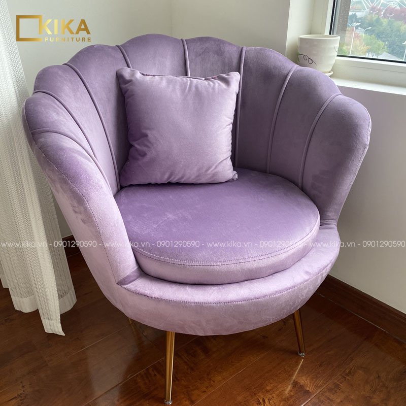 ghế sofa sò bọc nỉ nhung màu tím