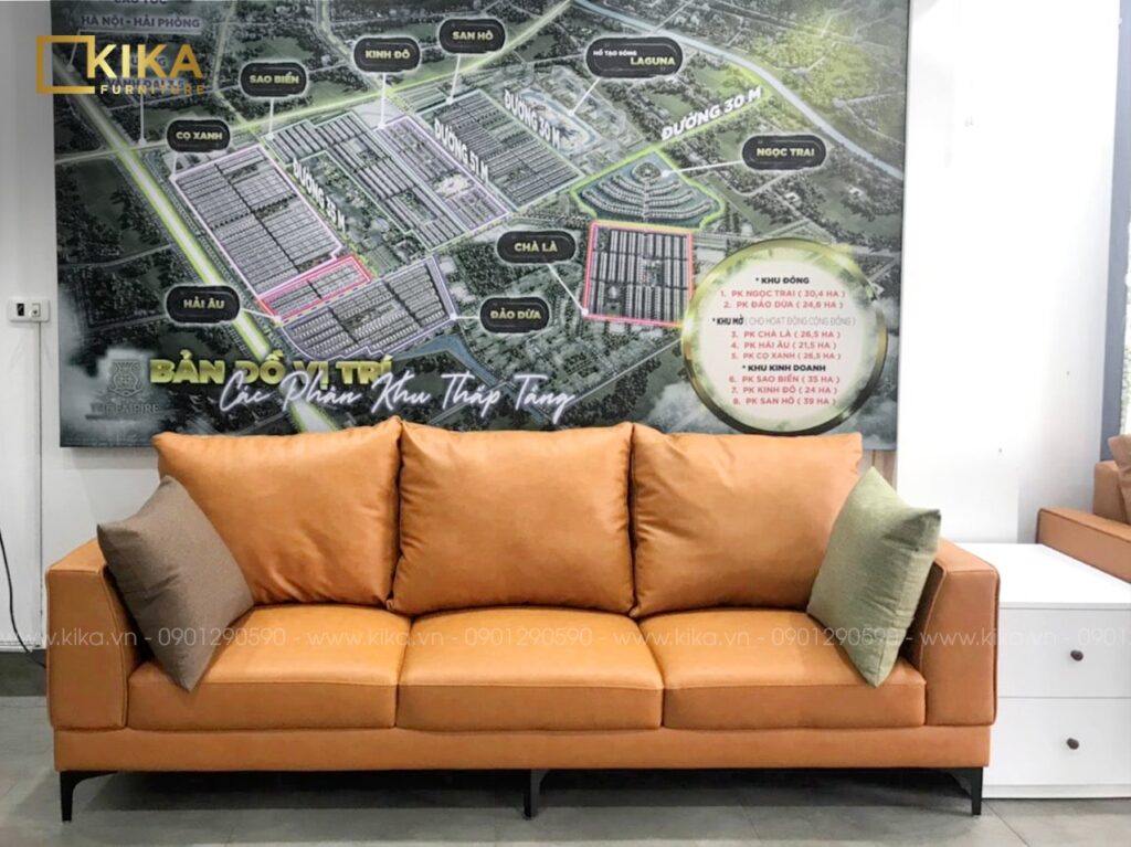 sofa da màu cam