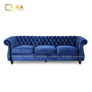 Sofa tân cổ điển SF80 màu xanh dương bọc nỉ nhung