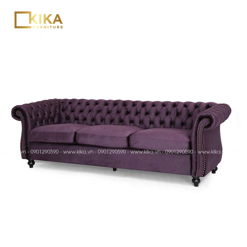 Sofa tân cổ điển SF80 bọc nỉ nhung màu tím