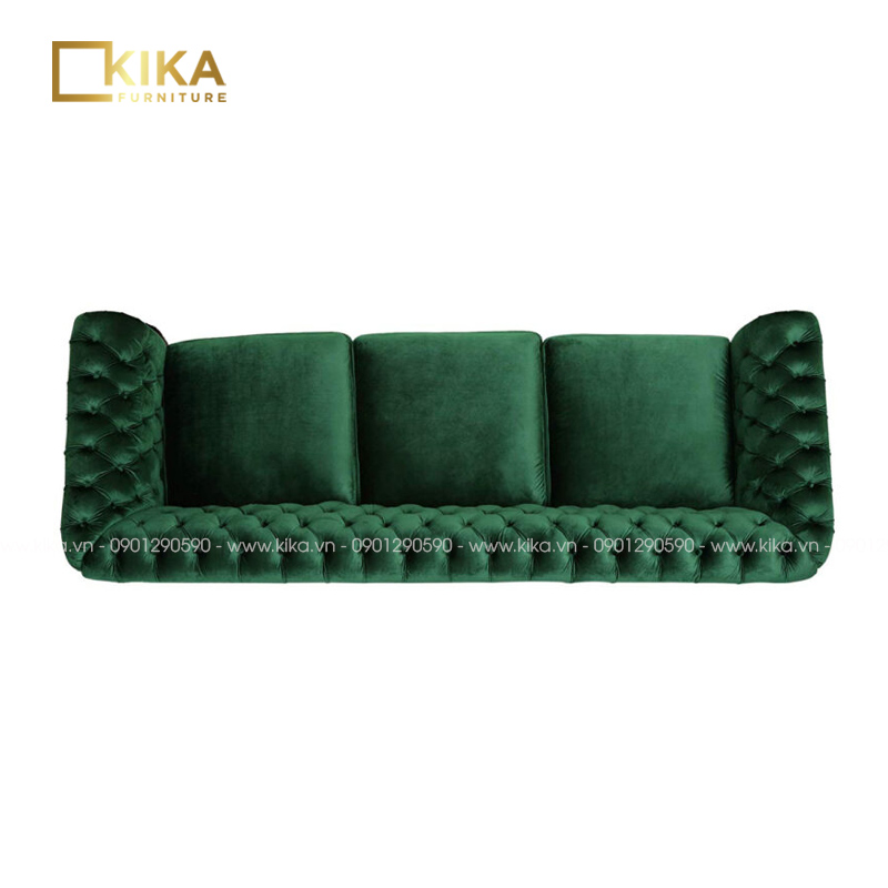 Sofa tân cổ điển SF80 bọc nỉ nhung màu xanh lá