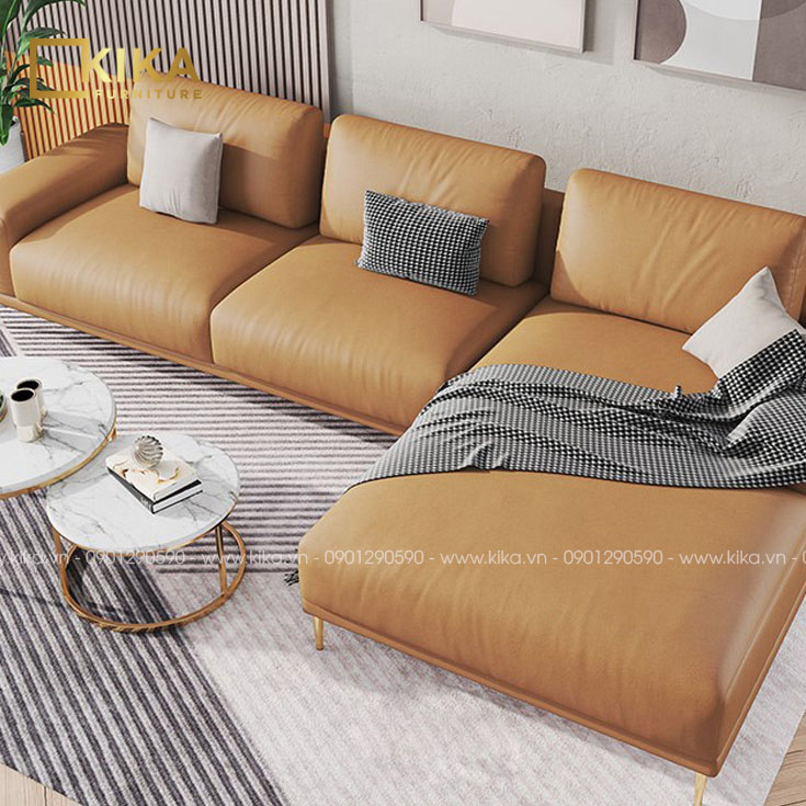 sofa da chữ L SF85 màu cam