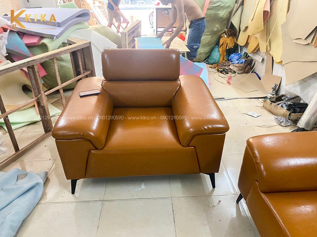 sofa SF96 bọc da Hàn thiết kế gật gù hiện đại