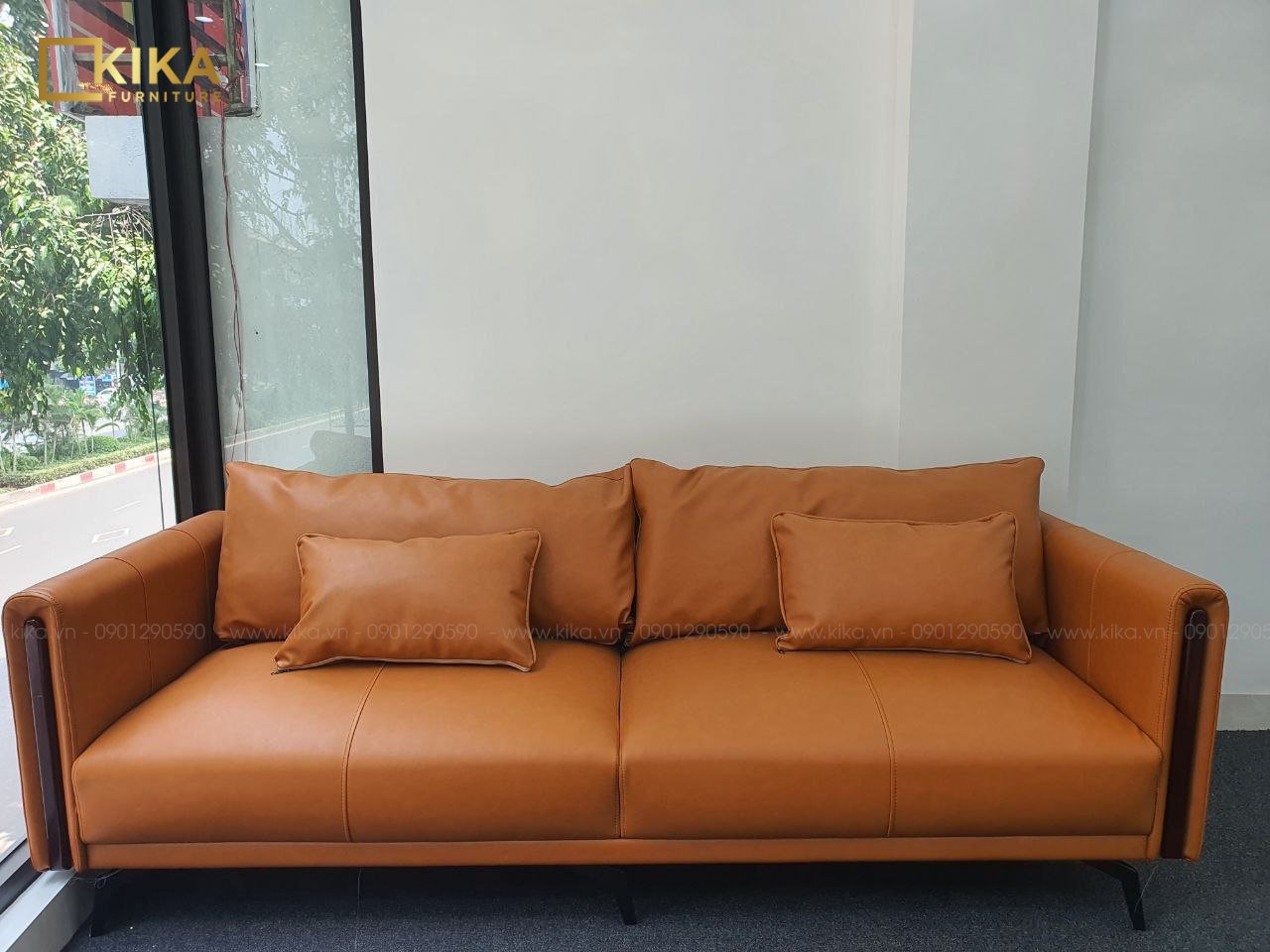 Sofa da màu cam SF122