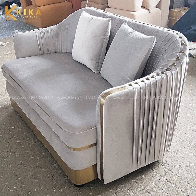 Ghế sofa cao cấp bọc nỉ nhung màu xám thiết kế sang trọng