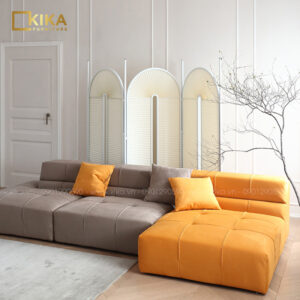 sofa góc màu xám cam