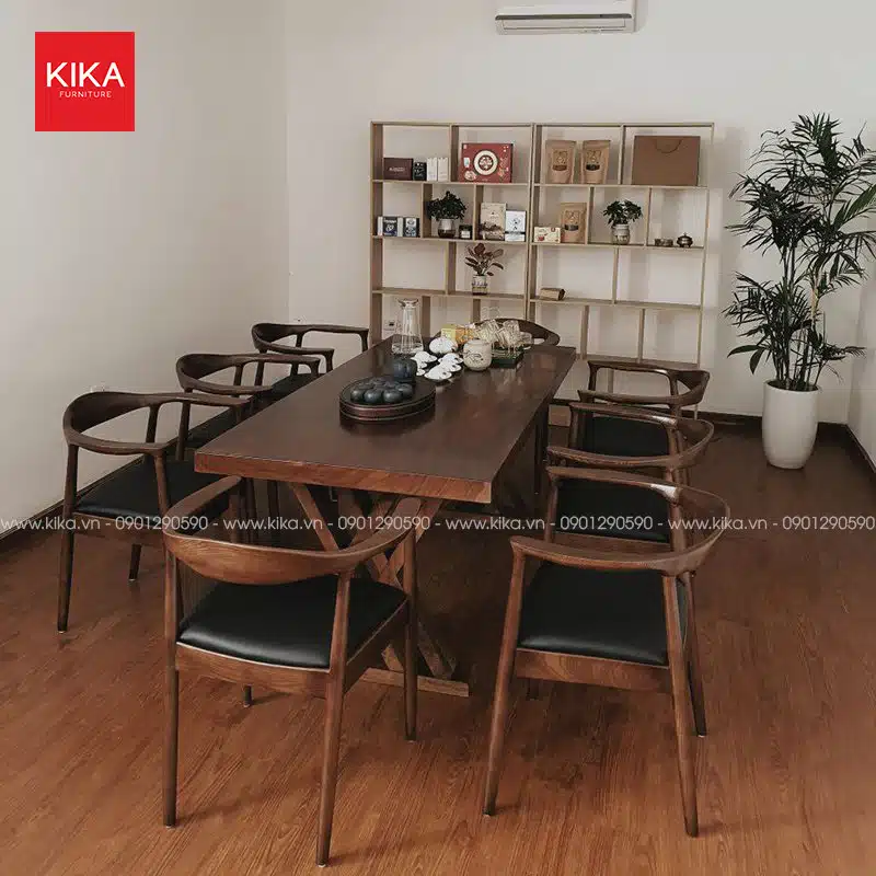 Bàn ăn gỗ me tây nguyên khối khung chữ X - BA170 11 bàn ăn