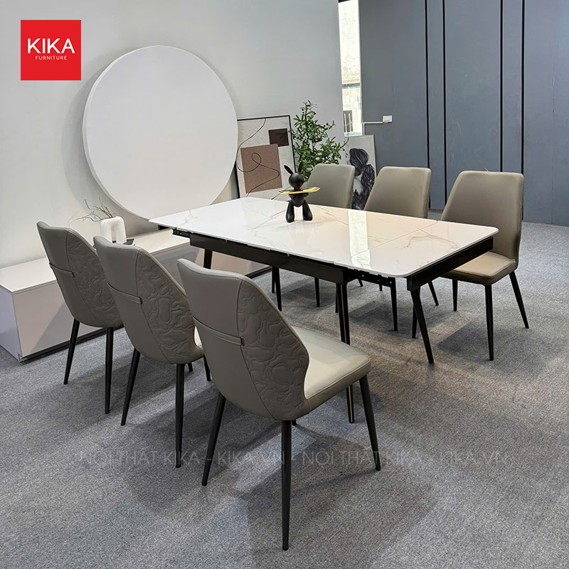 Bộ bàn ăn thông minh mặt đá Ceramic 6 ghế hiện đại - BA437 32 bàn ăn thông minh