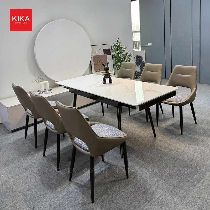 Bộ bàn ăn thông minh mặt đá Ceramic 6 ghế hiện đại - BA437 33 bàn ăn thông minh