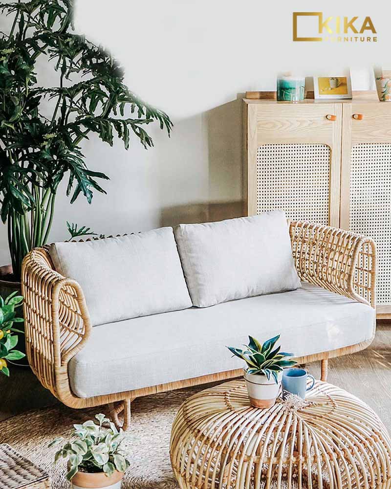 Ghế sofa văng đôi phong cách Organic gần gũi với tự nhiên