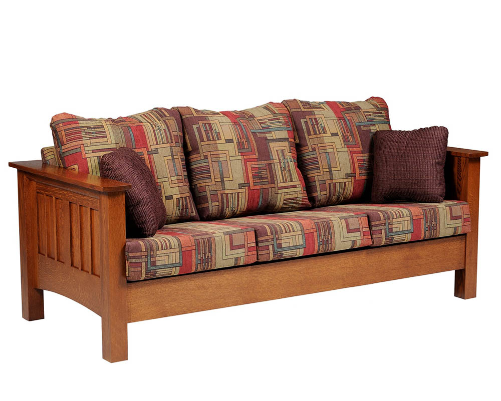 Ghế sofa hộp làm từ gỗ kết hợp với đệm mút họa tiết rất đặc sắc