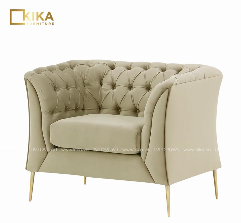 sofa đơn thiết kế vintage màu trắng ngà