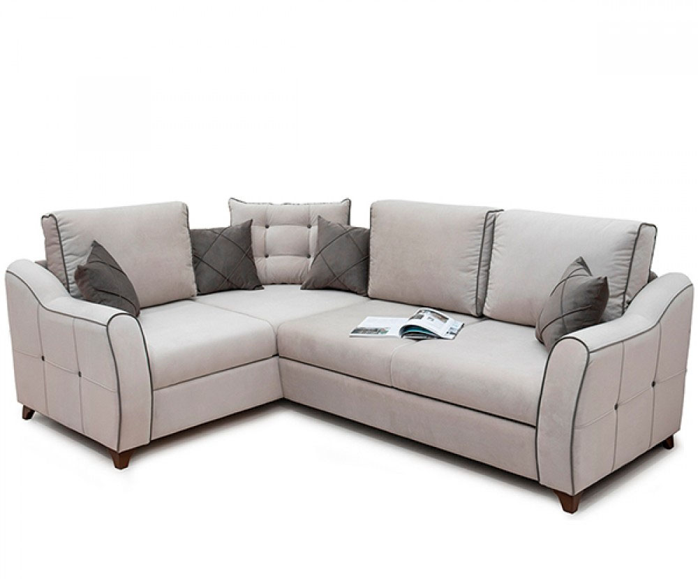 Sofa góc chữ L màu trắng xám 