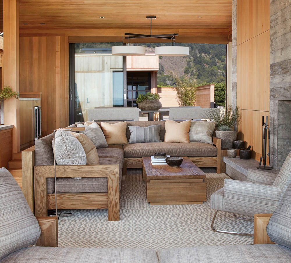 Sofa hộp gỗ tự nhiên vân rõ nét kết hợp đệm mút màu trung tính 