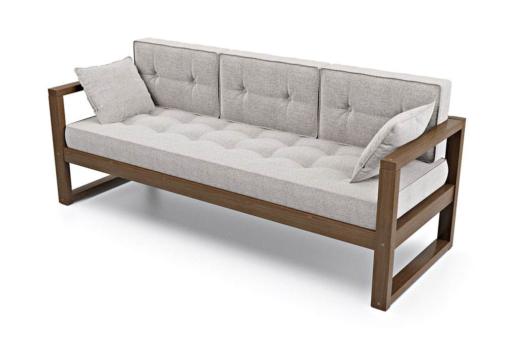 Sofa khung gỗ có đệm bọc nỉ màu xám