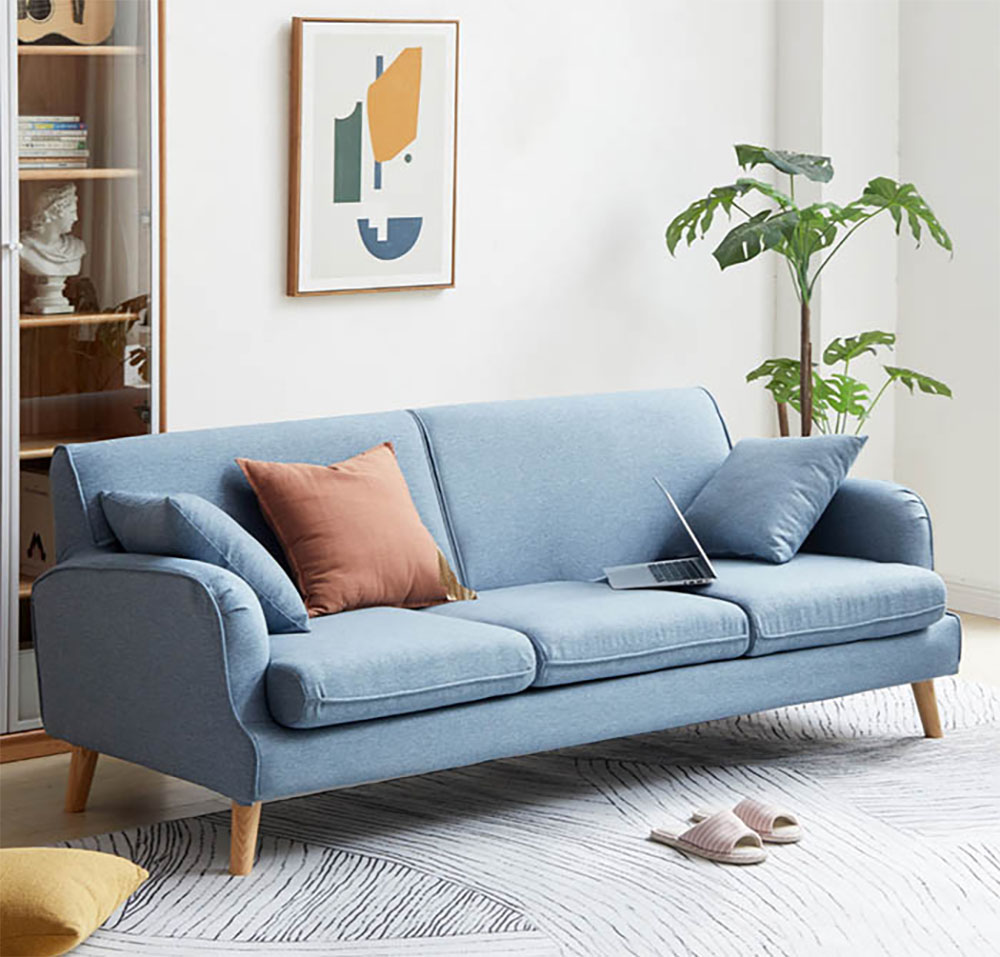 Ghế sofa 1m8 dáng văng bọc nỉ màu xanh