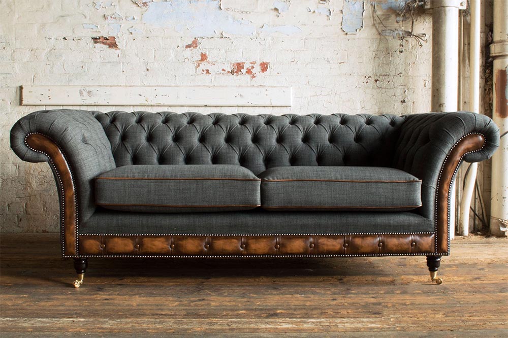 sofa văng thiết kế vintage khung gỗ màu đen