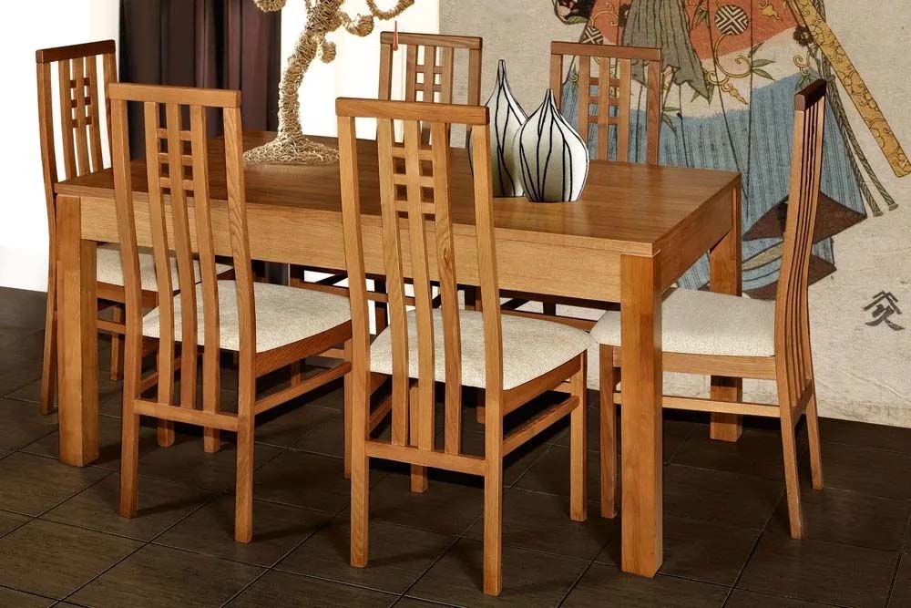 Bộ bàn ăn gỗ tần bì hình chữ nhật 6 ghế