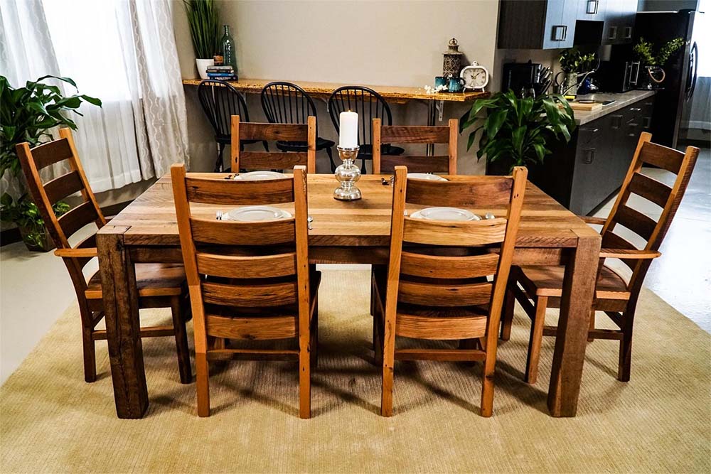 bộ bàn ăn gỗ tần bì đẹp, thiết kế đơn giản