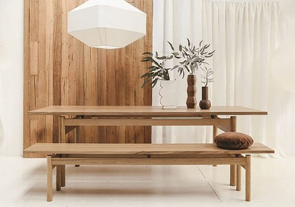 bộ bàn ăn ghế băng gỗ dài