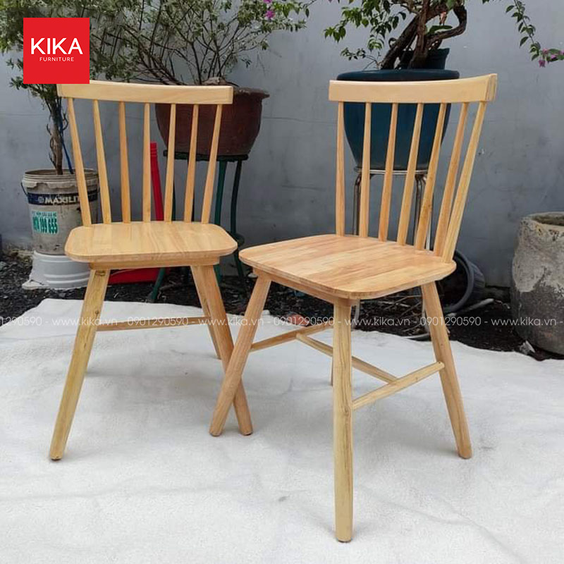 Ghế song tiện gỗ cao su màu óc chó - GA34 9 bàn ăn gỗ