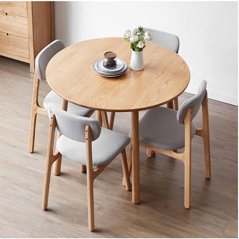 bộ bàn ăn gỗ tần bì hình tròn 4 ghế