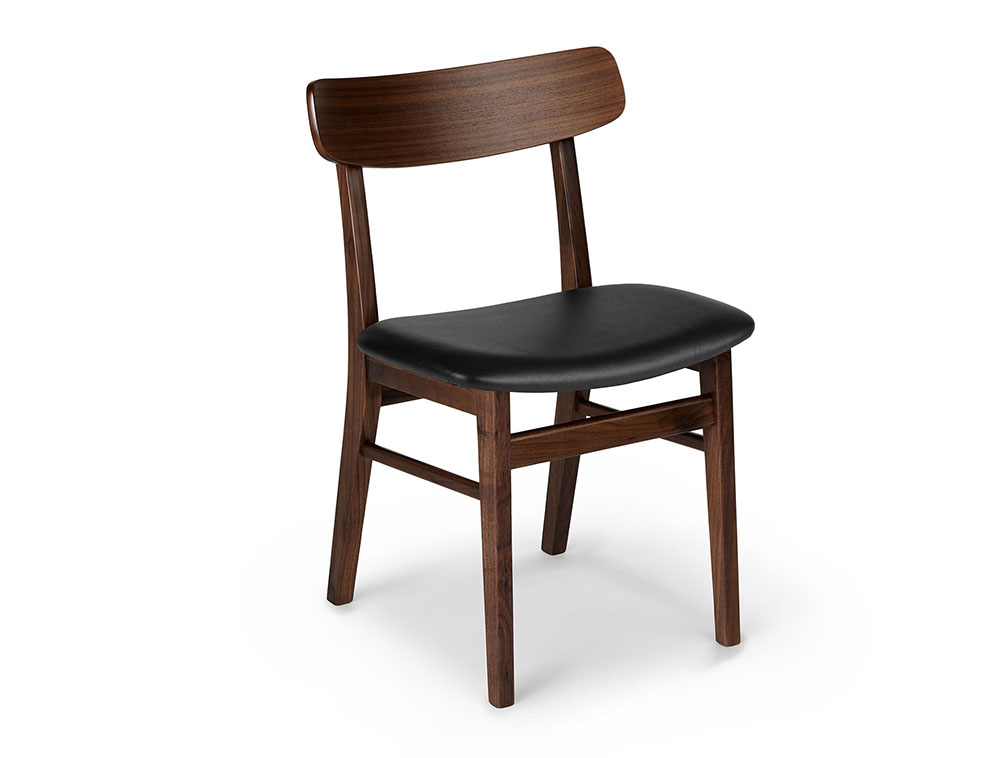 ghế ăn gỗ óc chó có đệm mút màu đen thiết kế đơn giản lịch sự
