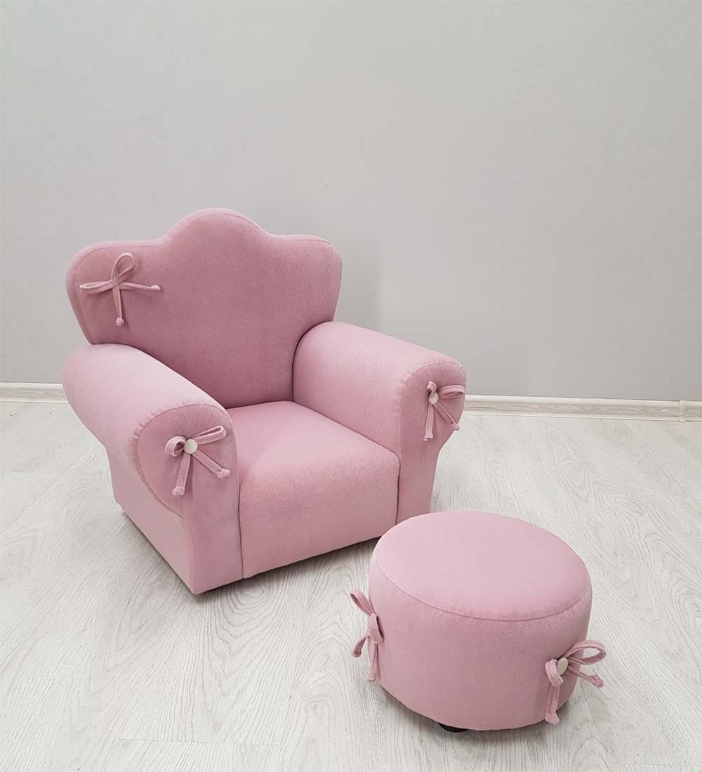 Ghế sofa đơn màu hồng bọc nỉ