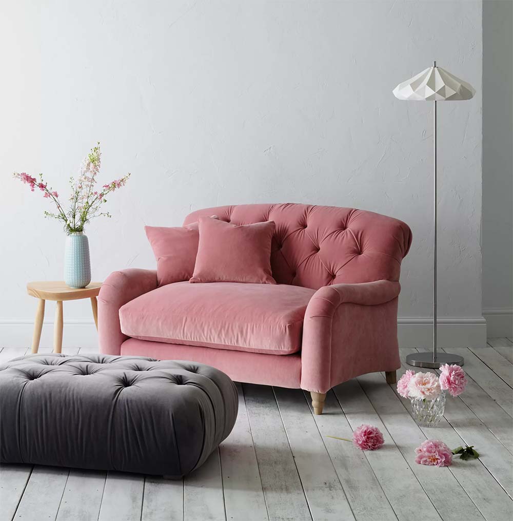 Ghế sofa đơn màu hồng đậm