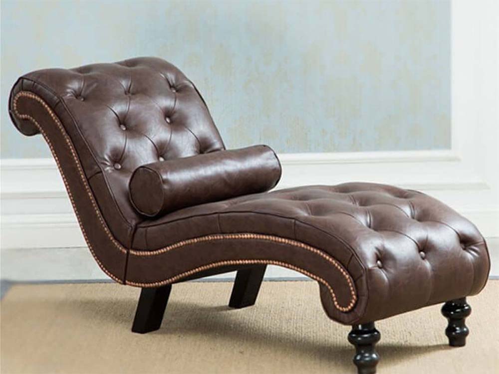 ghế sofa da màu nâu phong cách tân cổ điển