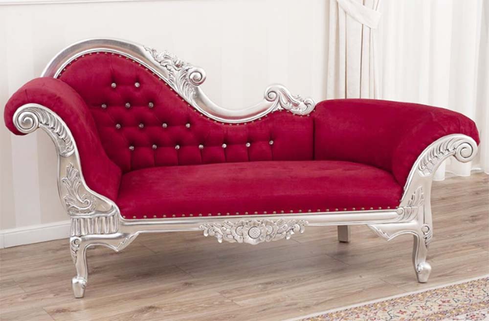 ghế sofa phong cách tân cổ điển màu đỏ bọc nỉ