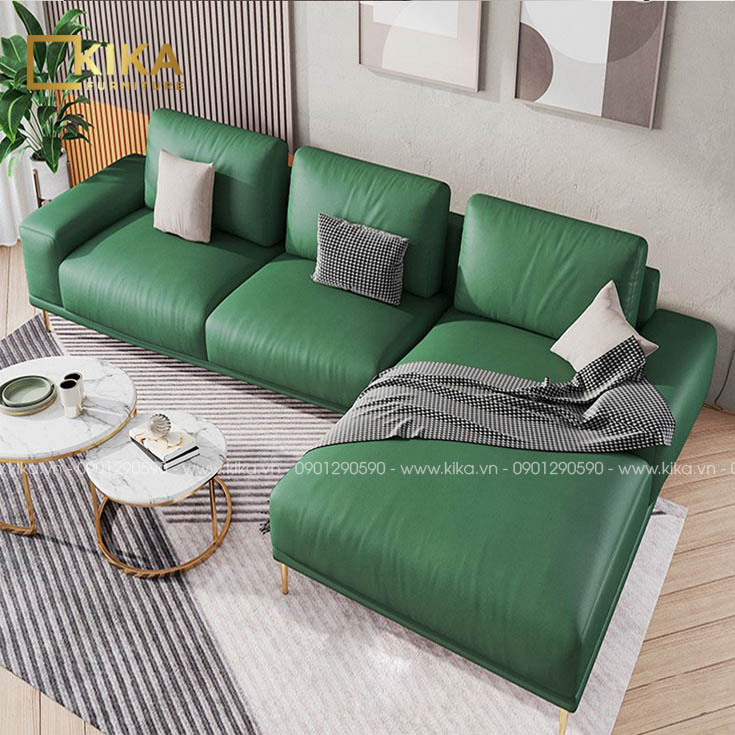 sofa màu xanh lá cây bọc da