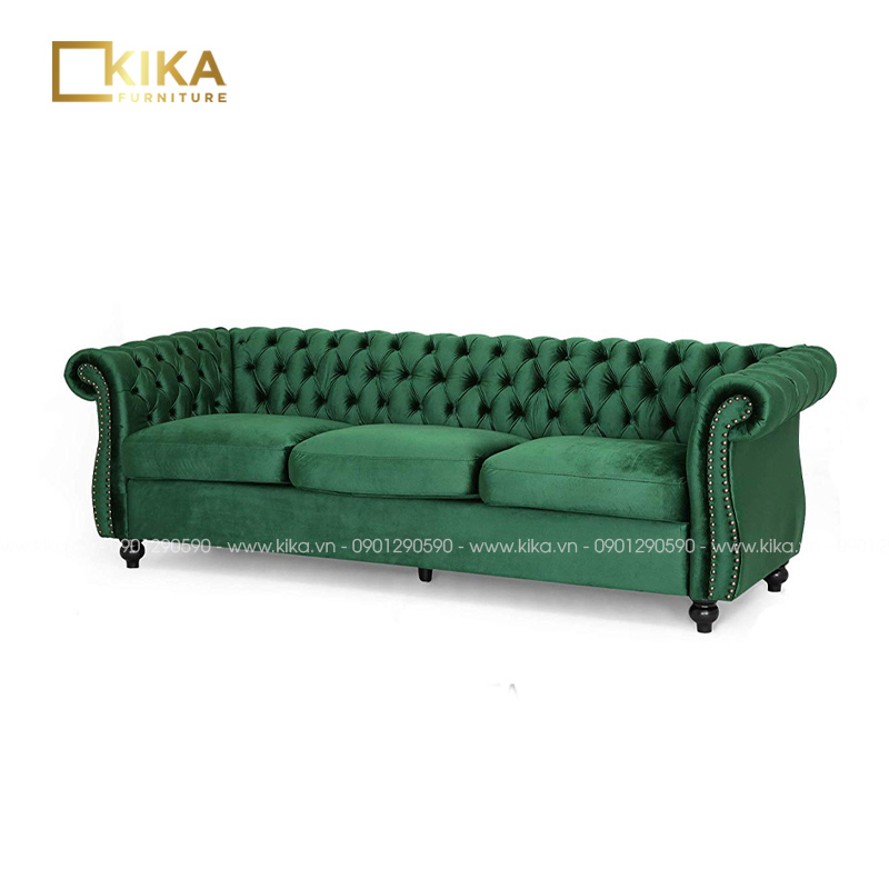sofa xanh rêu phong cách tân cổ điển