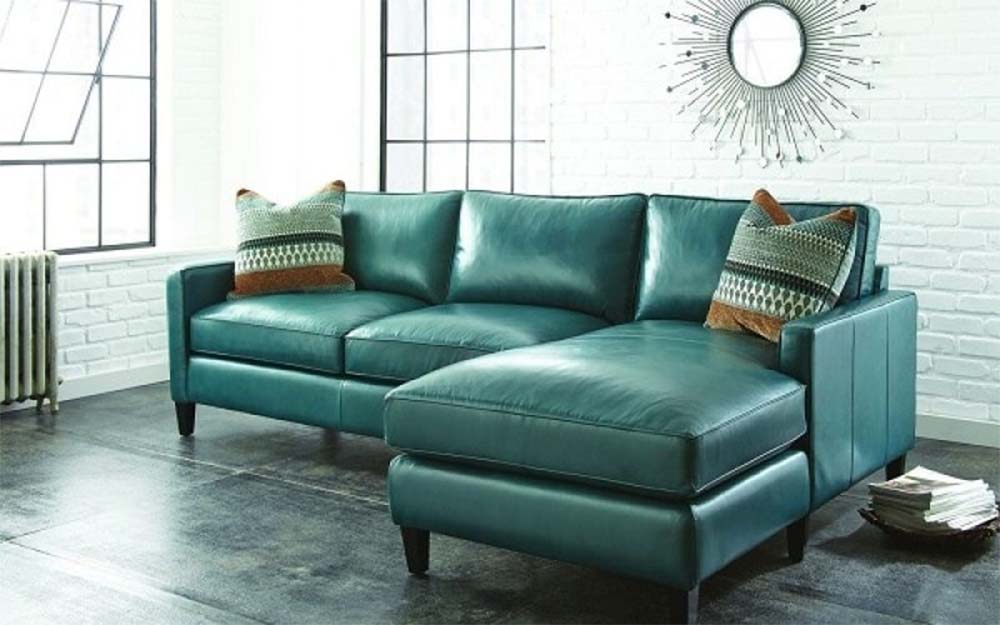 Sofa xanh bọc da hiện đại 