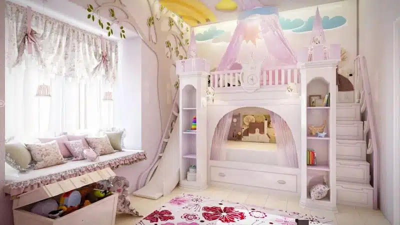 Giường ngủ cho bé gái lâu đài 