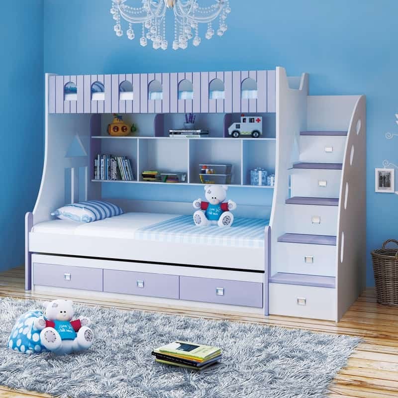 Giường ngủ trẻ em thông minh có ngăn kéo. 