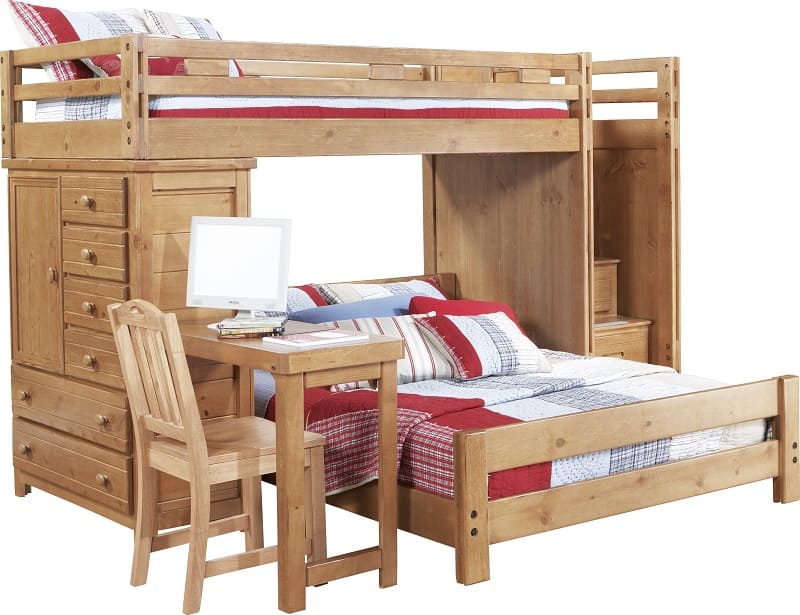 Giường ngủ gỗ công nghiệp kết hợp bàn học. 