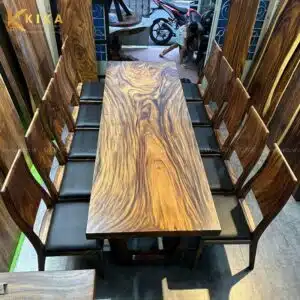 Bộ bàn ăn 10 ghế gỗ me tây lõi cao cấp