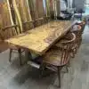 Bộ bàn gỗ me tây lõi 8 ghế song tiện