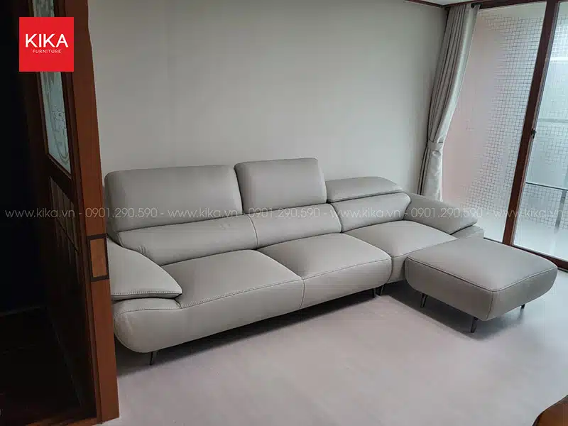Ghế sofa văng màu xanh trẻ trung bọc da Hàn - SF313 16 sofa da