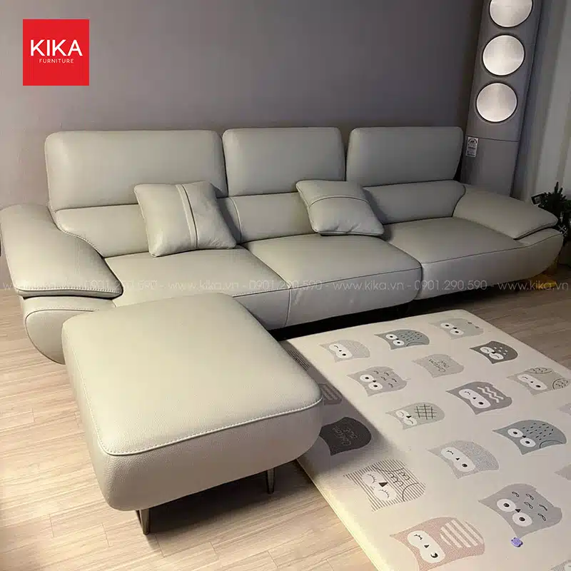 Ghế sofa văng màu xanh trẻ trung bọc da Hàn - SF313 17 sofa da