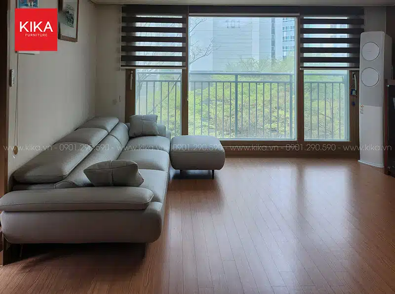 Ghế sofa văng màu xanh trẻ trung bọc da Hàn - SF313 18 sofa da