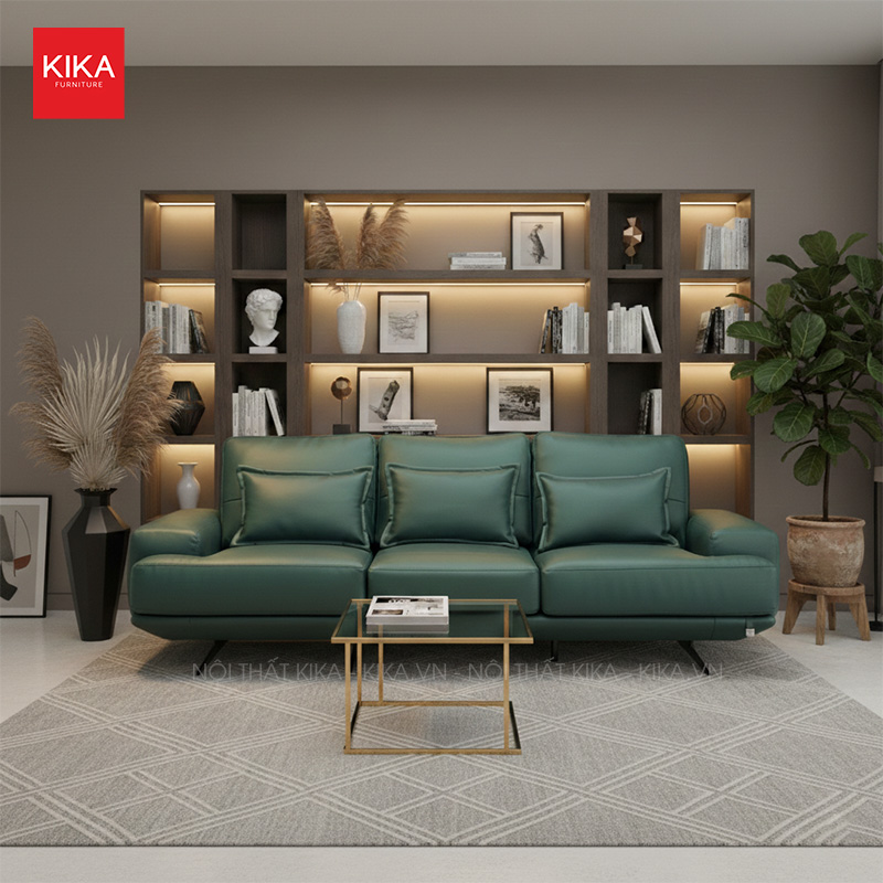 Ghế sofa văng bọc da Microfiber màu xanh - SF377 13 sofa da