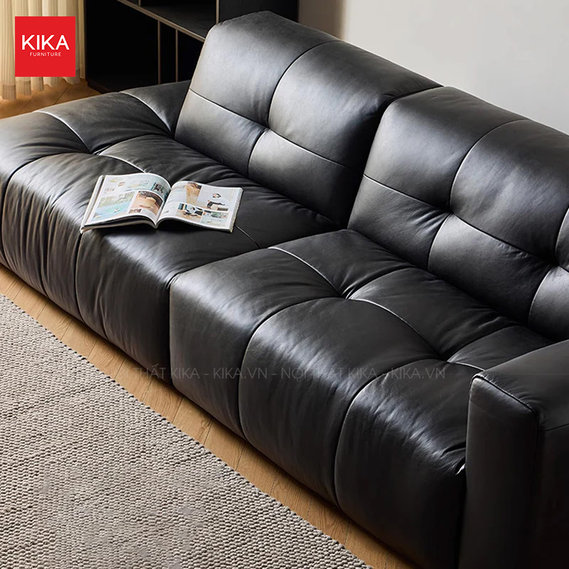 Ghế sofa bọc da bò Ý nhập khẩu màu đen đẳng cấp - SF393 21 sofa da