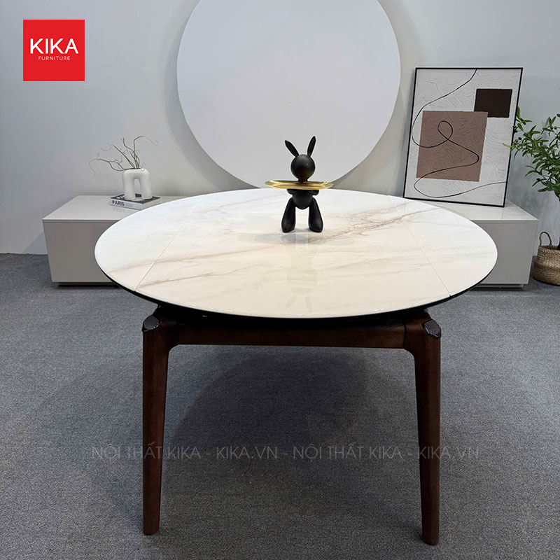 Bàn ăn tròn có thể gập xuống mặt đá Ceramic hiện đại - BA434 9 bàn ăn thông minh
