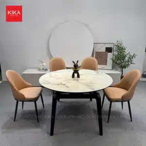 bo ban an tron thong minh mat da ceramic ghe boc da nhap khau ba442 6