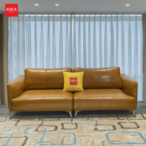 Ghế sofa văng bọc da công nghiệp cao cấp màu nâu hiện đại - SF406