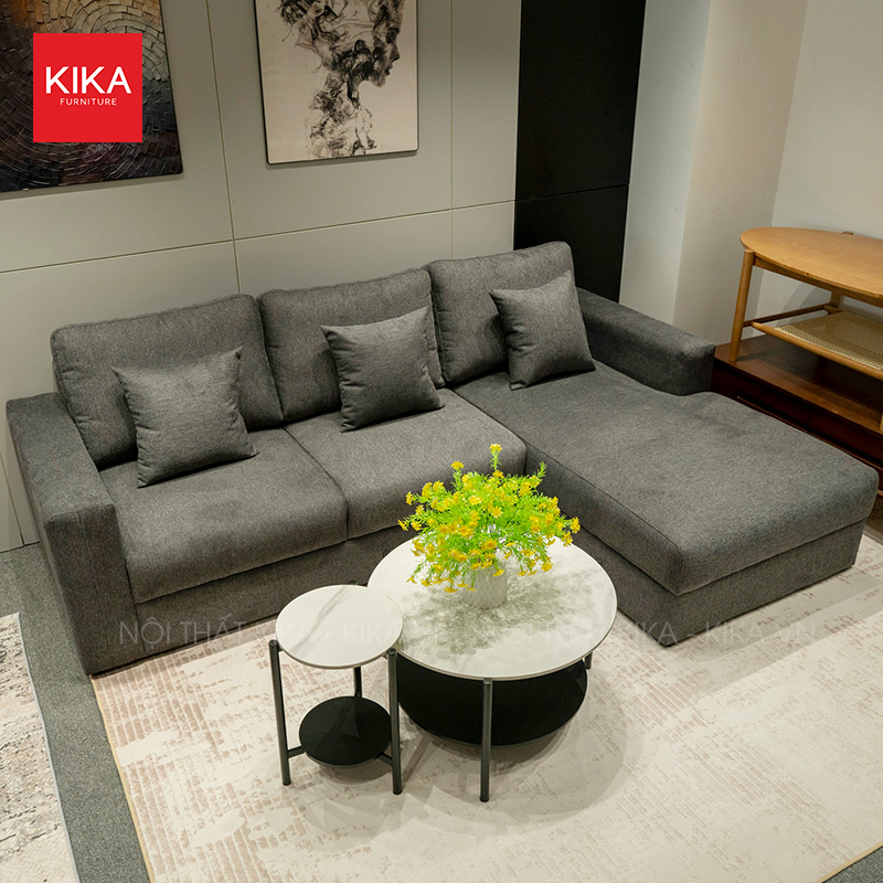 Ghế sofa góc nỉ Hàn Quốc màu ghi đậm thiết kế hiện đại - SF409 8 sofa góc
