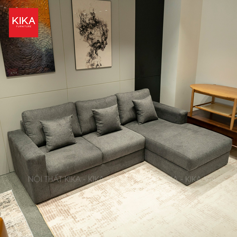 Ghế sofa góc nỉ Hàn Quốc màu ghi đậm thiết kế hiện đại - SF409 9 sofa nỉ